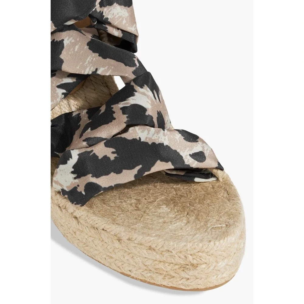 Diane von Furstenberg x Castañer Jorgelina Leopard Wedge Espadrilles Size 6 NIB